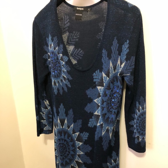 DESIGUAL Navy Lurex Mandalas. - Picture 1 of 5